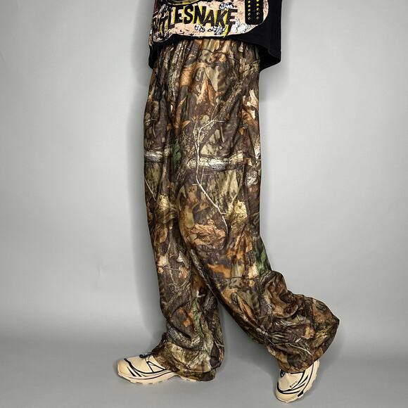 Vintage 90s Advantage Sweatpants Mens L Baggy Wide Leg Hunting Camo Woodland - Picture 1 of 4